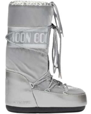 Moon Boot Silberne Winterstiefel - Grau