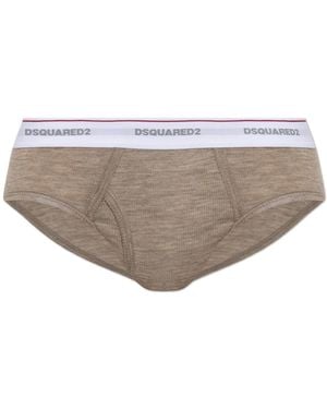 DSquared² Ondergoed ,Bruin ,Wol Wool Briefs With Logo - Grijs