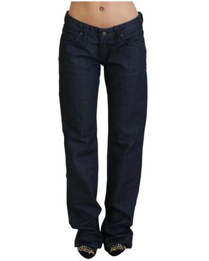 Exte Dunkelblaue jeans mit niedriger taille und geradem schnitt