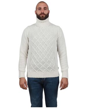 AT.P.CO Cremefarbener Zopfmuster Pullover Herren - Grau