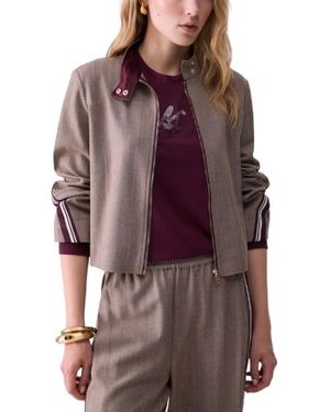 Liu Jo Jassen ,Bruin ,Katoen Bicolour Tape Jacket
