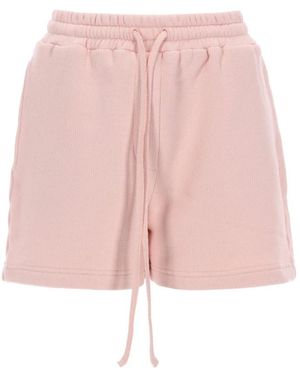 Dolce & Gabbana Korte Broeken ,Roze ,Katoen Jersey Shorts Met Verhoogd Dg Logo Borduurwerk