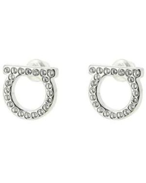 Ferragamo Accessoires ,Grijs ,Gancini Kristallen Oorbellen - Metallic