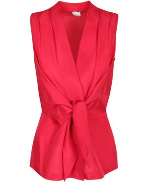 Paul Smith Tops ,Rood ,Tie-Waist Silk Top
