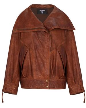 Balmain Lamsleren Bomberjack - Bruin