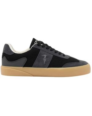 Trussardi Vulcanised Mesh And Leather Trainer - Schwarz