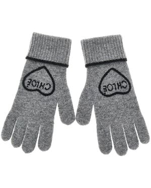 Chloé Encoeur Handschuhe Aus Wolle Und Kaschmir - Grau