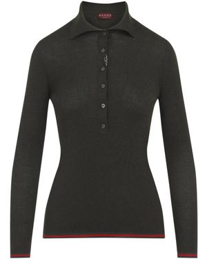 Gucci Bosgroene Kasjmier Zijden Polo - Zwart