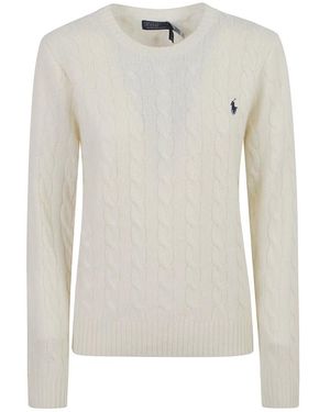 Ralph Lauren Truien & Vesten ,Wit ,Wol Julianna Kabeltrui