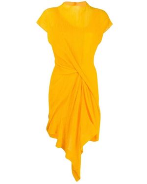 Nina Ricci Kleedjes ,Oranje ,Polyester Jurk Met Gedrapeerd Voorpand - Geel