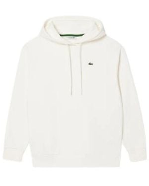 Lacoste Oversize Fleece Kapuzenpullover - Weiß