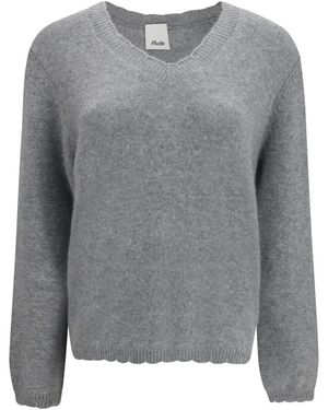 Allude Truien & Vesten ,Grijs ,Kasjmier V-Hals Trui