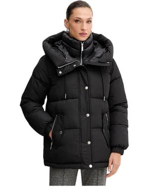 Michael Kors Gesteppte Kapuzen-Pufferjacke - Schwarz