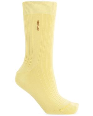 Versace Ondergoed ,Geel ,Katoen Logo Socks