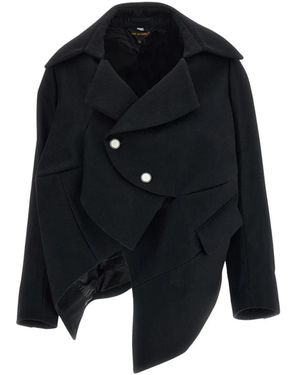 Comme des Garçons Jassen ,Zwart ,Wol Sculpturaal Asymmetrische Blazer - Blauw