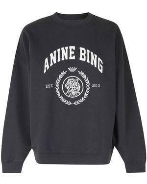 Anine Bing Hoodies & Sweatvesten ,Zwart ,Katoen Miles Sweatshirt Collegiate - Blauw