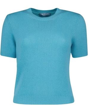 Prada Blauwe Trui Met Korte Mouwen