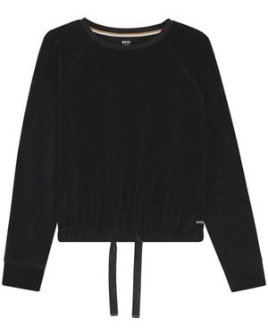 BOSS Hoodies & Sweatvesten ,Zwart ,Katoen Velours Sweatshirt