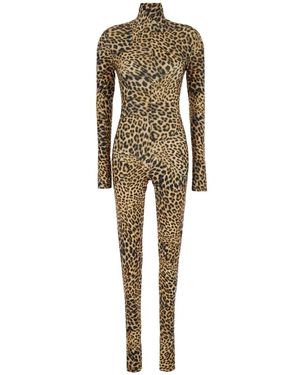 Norma Kamali Jumpsuits & Playsuits ,Bruin ,Polyester Lange Mouw Slim Fit Turtle Catsuit - Naturel