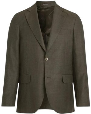Oscar Jacobson Jassen ,Bruin ,Wol Regular Fit Gestructureerde Blazer - Groen
