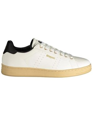 Blauer Weißer Polyester-Sneaker Mit Sportlichen Details - Mettallic