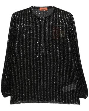 Missoni Overhemden ,Zwart ,Pailletten Geribbelde Lamé Blouse
