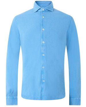 Fedeli Langarm Baumwollhemd - Blau