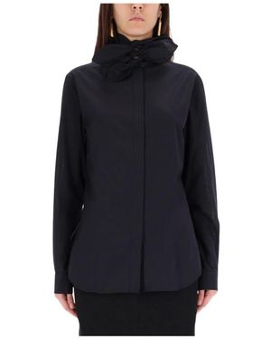 Moschino Overhemden ,Zwart ,Katoen Shirt Met Strikdetail - Blauw