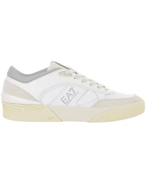 EA7 Schoenen ,Wit ,Suède Otg Pride Luxe Leren Sneakers Met Suède Accenten