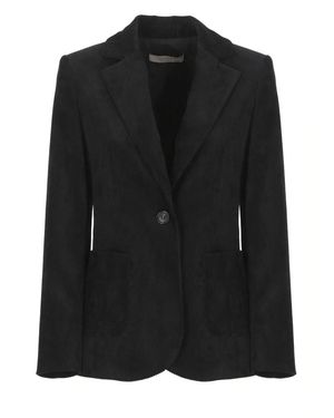 D.exterior Jassen ,Zwart ,Zwarte Corduroy Blazer Klassieke Reverskraag