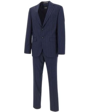 BOSS Tweedelig Pak Van Super 120's Wol - Blauw