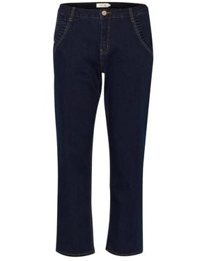 Cream Cropped Jeans - Blu