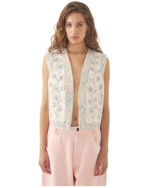 Antik Batik Jassen ,Katoen Geborduurde Vest Alex - Roze