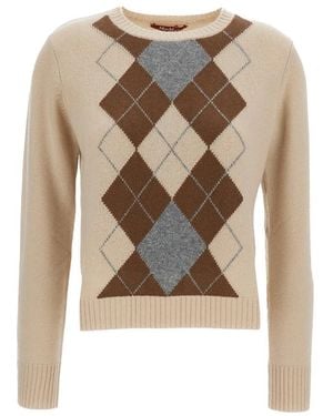 Max Mara Ronde Hals Gebreid - Naturel