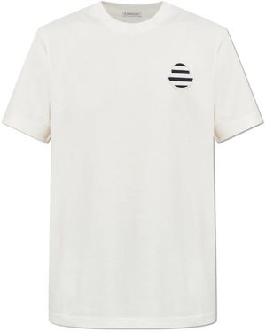Moncler Tops ,Katoen Logo Patch T-Shirt - Wit