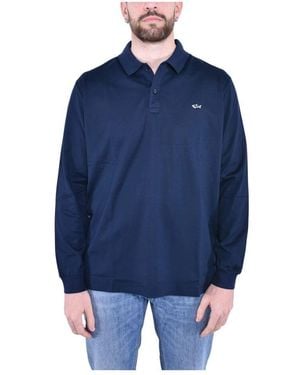 Paul & Shark Langarm Baumwoll-Poloshirt - Blau