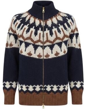 Ermanno Scervino Nordische Jacquard-Strickjacke - Blau