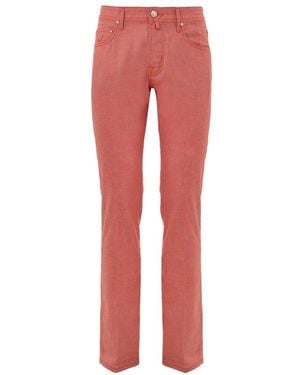 Jacob Cohen Rote Korallen Leinenmischung Bard Hose