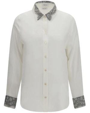 McQueen Overhemden ,Wit ,Katoen Floral Lace Detail Shirt