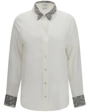 McQueen Overhemden ,Wit ,Katoen Floral Lace Detail Shirt