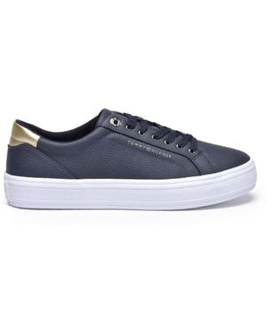 Tommy Hilfiger Essential Vulc Leren Sneaker - Blauw