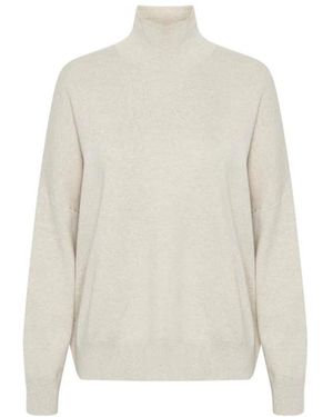 Inwear Taupe Melange Rollkragenpullover Pullover - Weiß