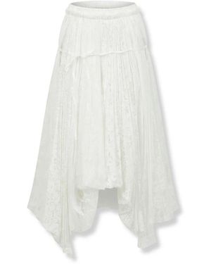 JW Anderson Mixed Lace Asymmetric Midi Rok - Wit