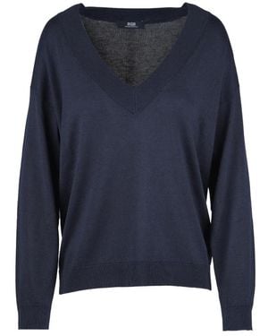 Alpha Studio V-Neck Knitwear - Blue