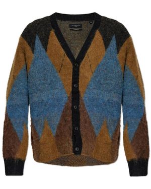 AllSaints Truien & Vesten ,Bruin ,Wol Bernie Cardigan - Blauw