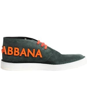 Dolce & Gabbana Grüne Derby Logo Freizeit Sneakers Schuhe - Blau