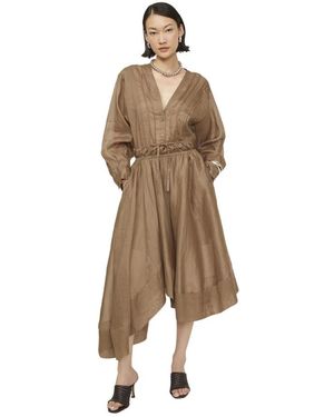 Isabelle Blanche Midi Jurk - Bruin