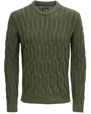 Only & Sons Grüner Einfarbiger Strick Herbst/Winter Pullover