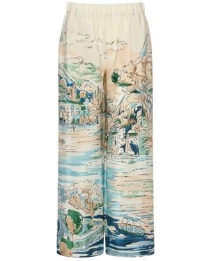 Weekend by Maxmara Bedrukte Zijden Cropped Broek - Groen