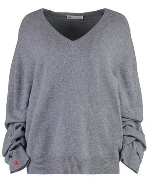 Tory Burch Jersey De Lana Con Mangas Fruncidas, Mujer, Talla - Gris